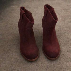 Suede Ankle Booties (wine / burgundy color)